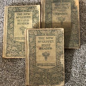 Antique 1900, 1901 School Books by William Holmes McGuffey. Cool backstory.